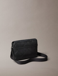 壓花CK徽章信差包, Black, hi-res