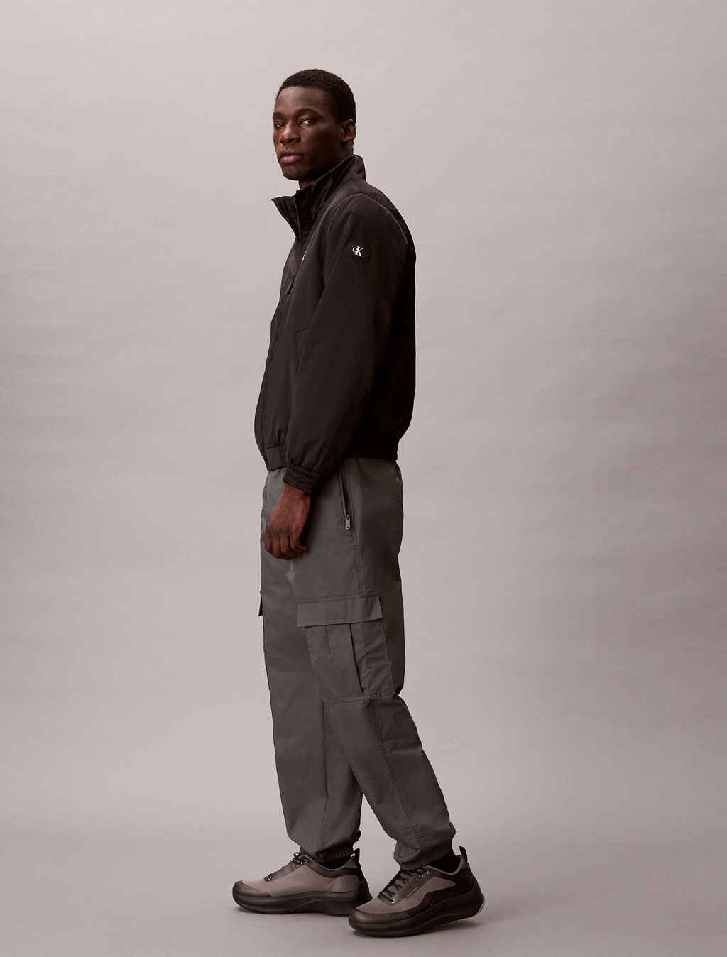 Nylon Straight Cargo Jogger, Dark Grey, hi-res