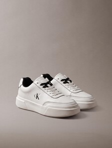 Leather Durable Traction Chunky Trainers, Marshmallow/Black, hi-res