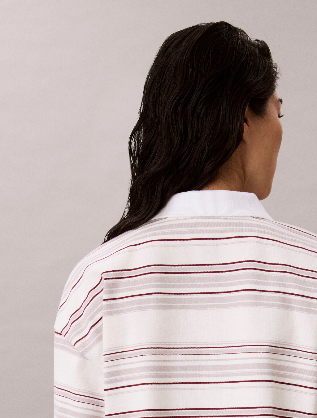 Heavy Jersey Stripe Oversized Polo, Beck Stripe Marshmallow, hi-res