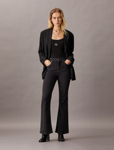 Italian Denim High Rise Flare Jeans, Denim Black, hi-res