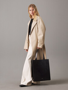 CK Paper Bag Leather Tote, Black Beauty, hi-res