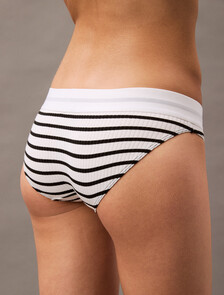 Cotton Modal Stretch Rib Bikini, Leader Stripe+White, hi-res