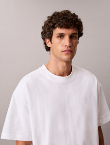 Oversized Embossed Monogram Tee, Bright White, hi-res