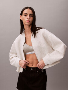 Oversized  Zip Bomber Jacket, BA01 Vanille Heather, hi-res