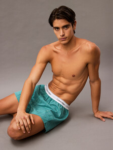 Cotton Poplin Traditional Boxers, 18522 CROSSHAIR PLAID+LIVELY TEAL, hi-res