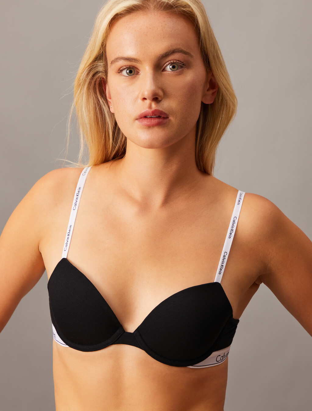 Icon Cotton Lightly Lined Demi Bra, Black, hi-res