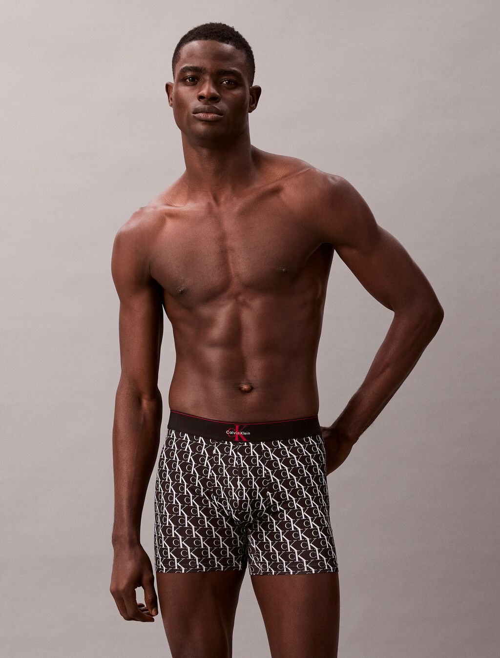 Graphic Monogram Microfiber Stretch Boxer Brief, STEPPING LOGO BLACK, hi-res