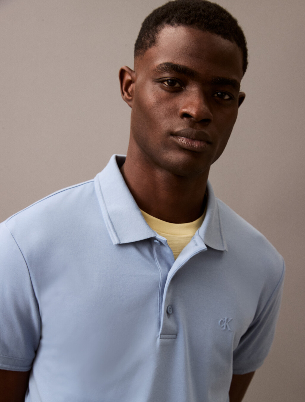 Monogram 壓花標誌飾邊 Polo 衫, Faded Denim, hi-res