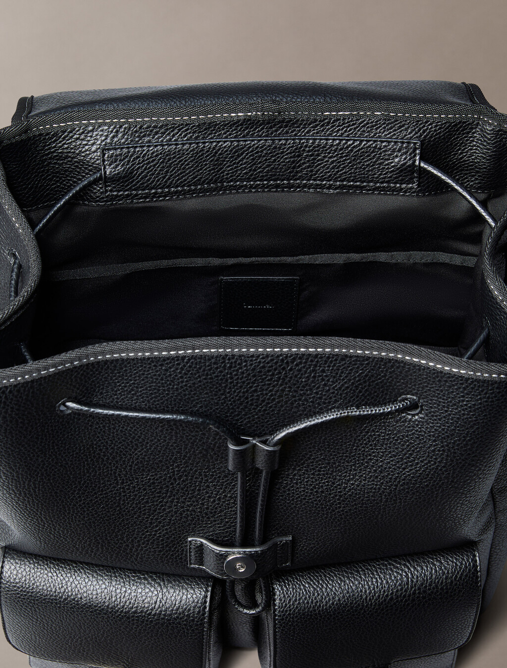 Pebbled Signature Logo Trolley Backpack, Black, hi-res