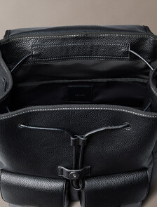 Pebbled Signature Logo Trolley Backpack, Black, hi-res
