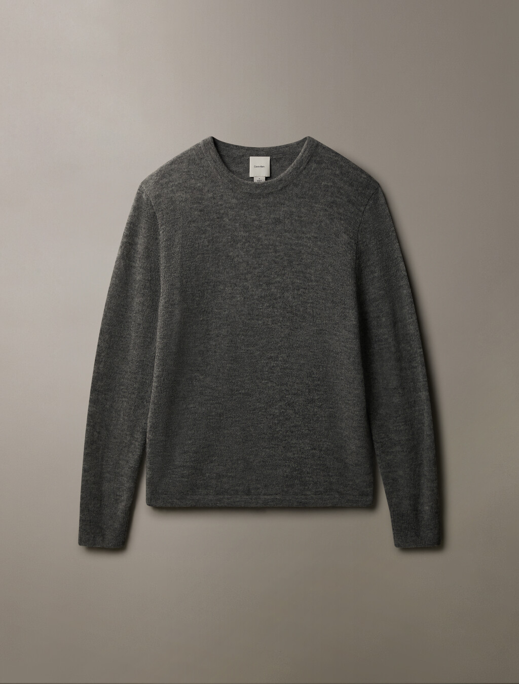 輕盈羊駝毛混紡圓領毛衣, Medium Grey Htr, hi-res