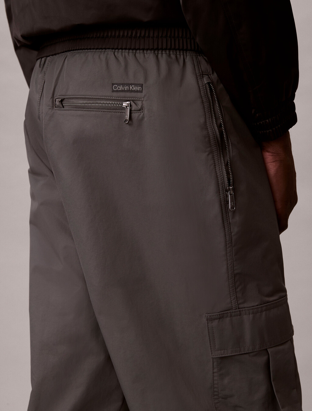 Nylon Straight Cargo Jogger, Dark Grey, hi-res