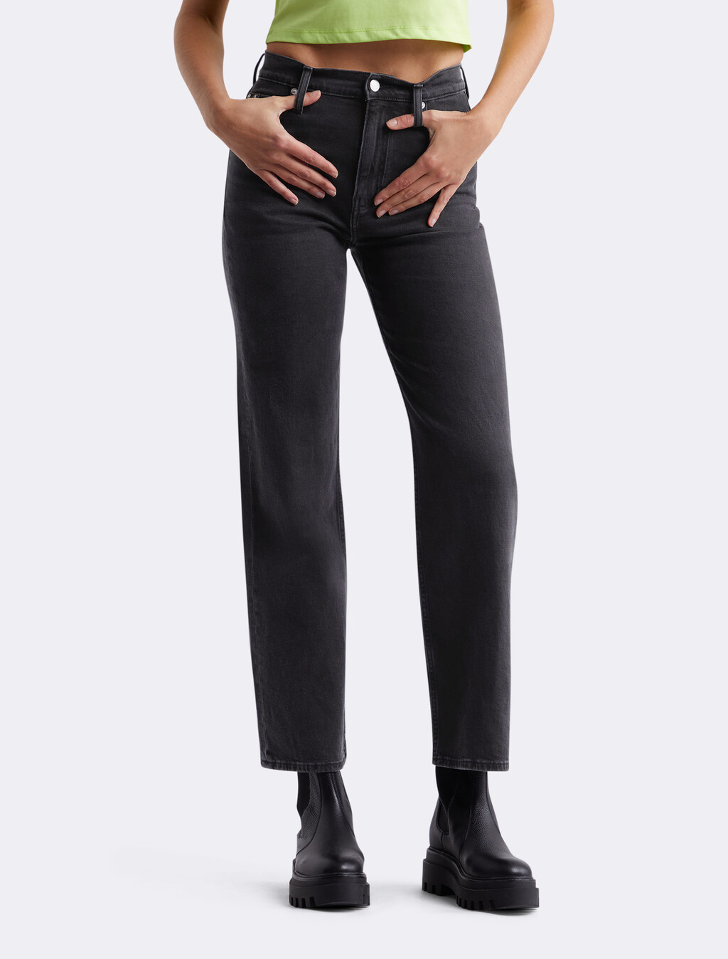High Rise Wide Leg Jeans, 007 WASHED BLAC, hi-res
