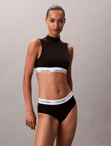 Lightly Lined Mockneck Bralette - Icon Cotton Modal, Black, hi-res