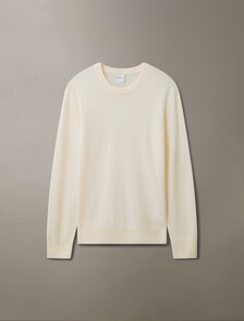 Classic Cashmere Crewneck Sweater, Antique White, hi-res