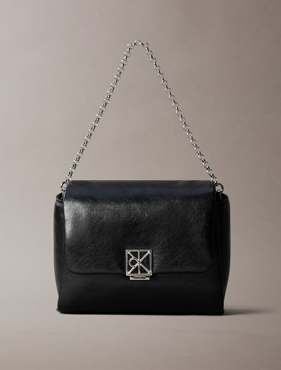 Padded Emblem Hardware Crossbody Bag