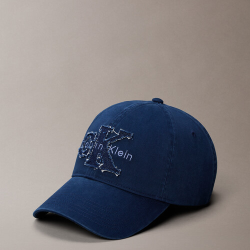 Frayed Monogram Appliqué Baseball Cap Pageant Blue