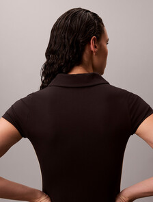 Tech Knit Polo Mini Dress, Black, hi-res