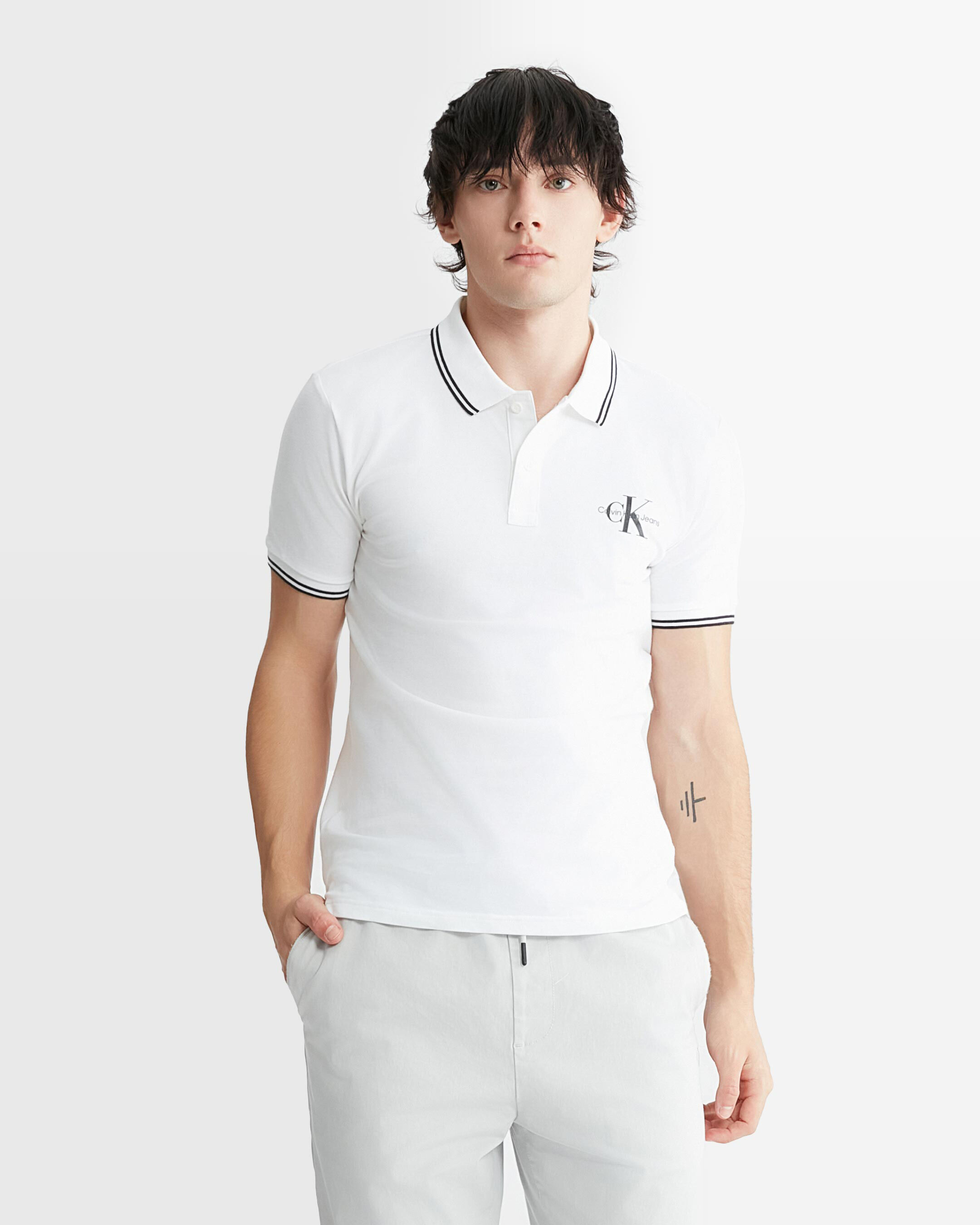 Calvin klein white polo hotsell