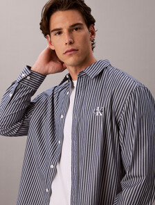 Stripe Washed Poplin Relaxed Shirt, Pageant Blue, hi-res
