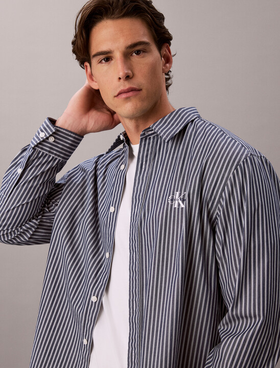 Stripe Washed Poplin Relaxed Shirt