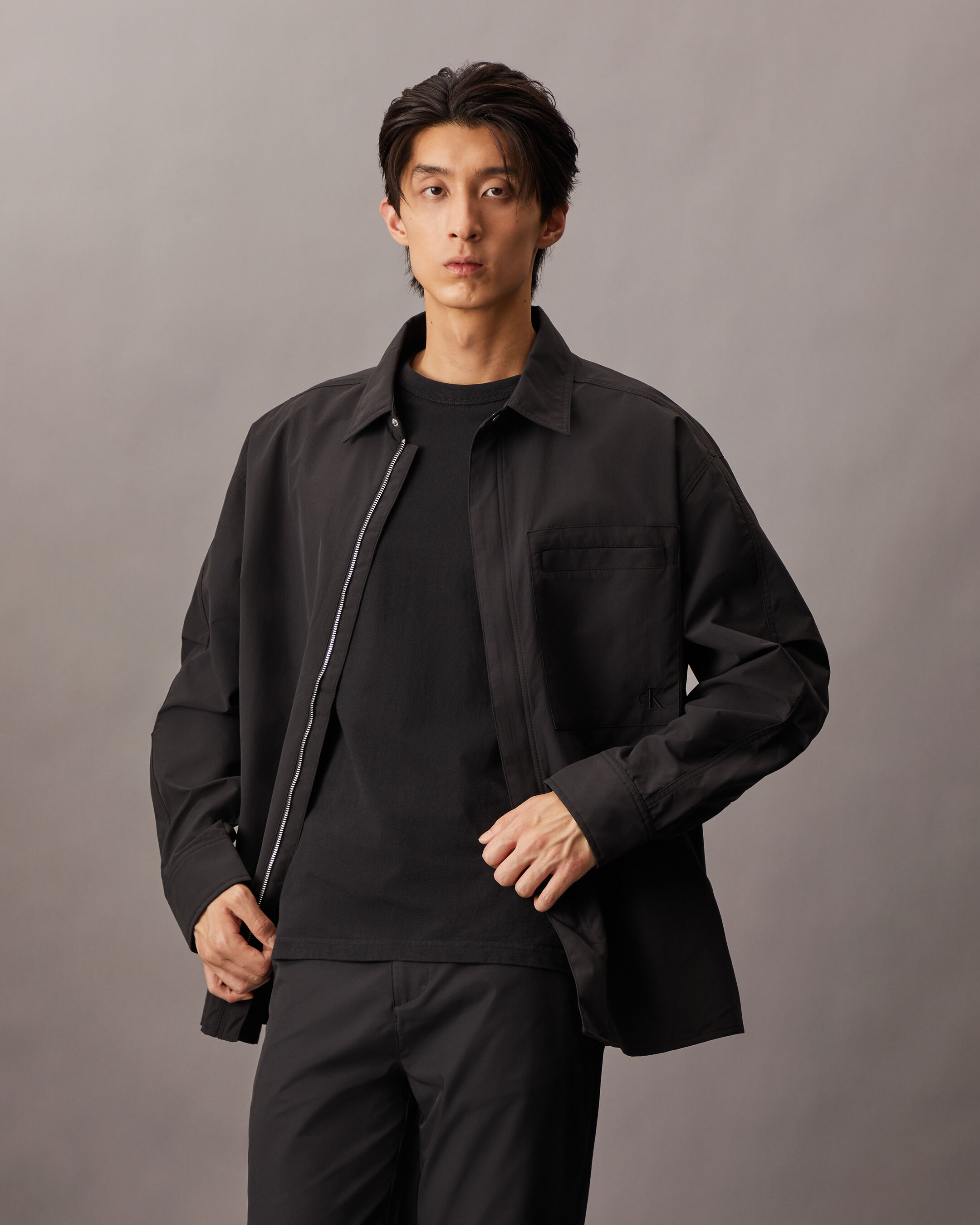 Calvin klein zip pocket utility blouse hot sale