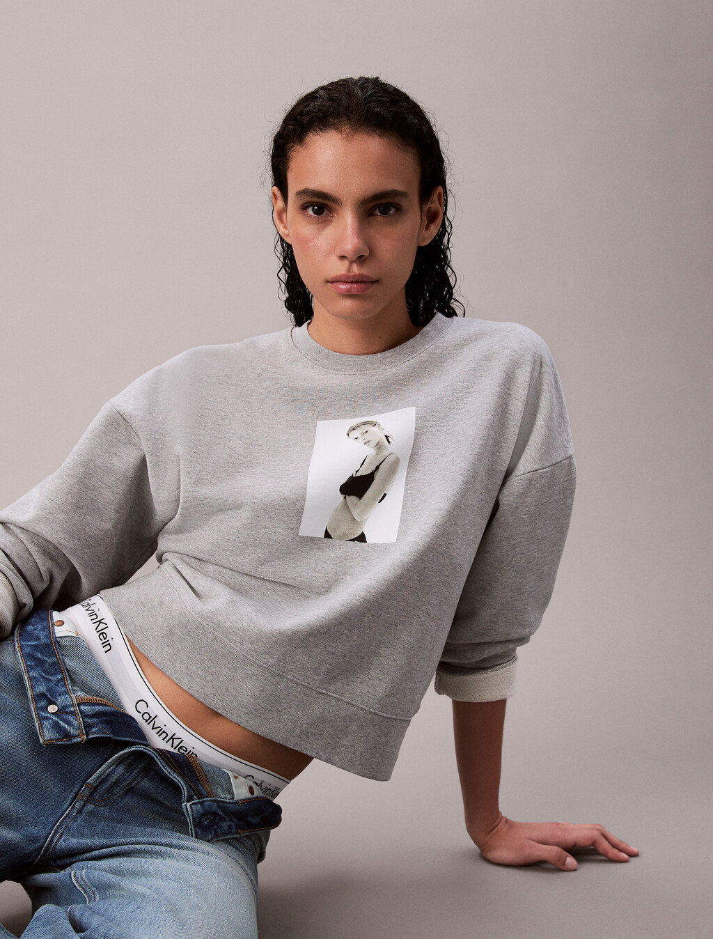 Kate Moss 毛圈布圖案寬版運動衫, Heroic Grey Heather, hi-res