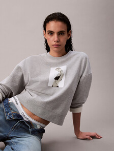 Kate Moss 毛圈布圖案寬版運動衫, Heroic Grey Heather, hi-res