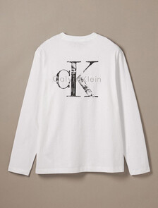 仿舊 Monogram 長袖 T 恤, Bright White, hi-res