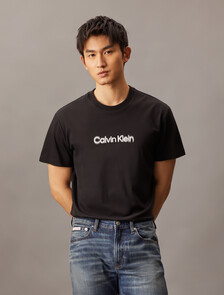 Calvin Klein 模糊效果標誌修身 T 恤, Black, hi-res