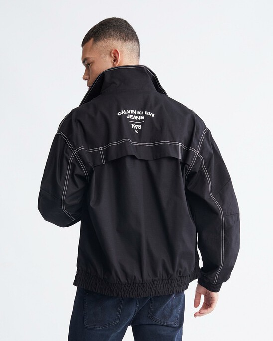 Varsity Curved Logo Stand Collar Jacket