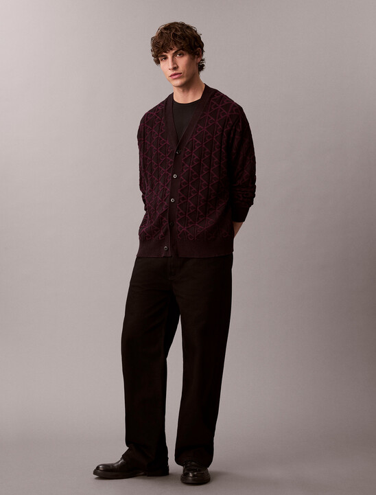 Allover Emblem Logo Relaxed Cardigan