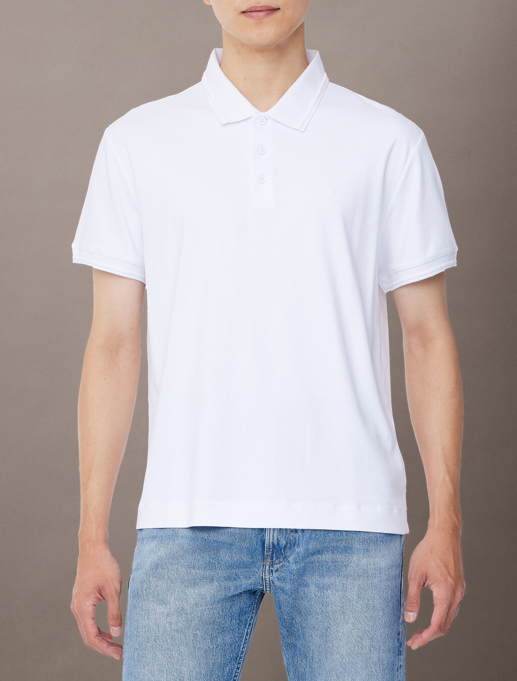 Monogram 壓花標誌飾邊 Polo 衫, Brilliant White, hi-res