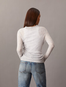 Sheer Alpaca Fine Gauge Crewneck Sweater, Executive Blue, hi-res