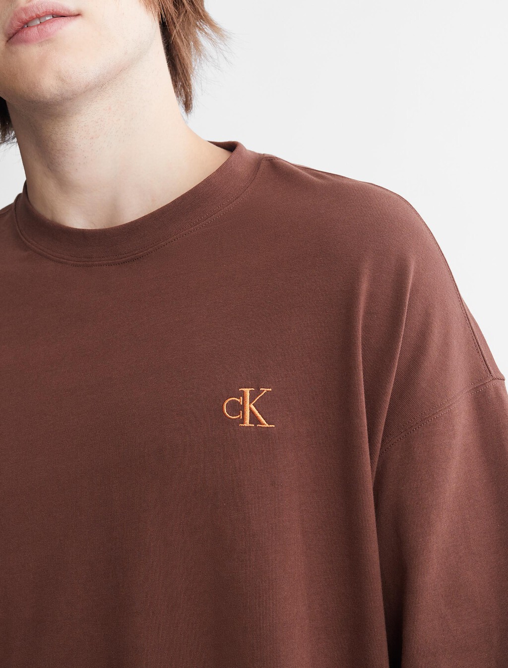 Connected Layers Contrast Sleeve Tee, Dark Chestnut, hi-res
