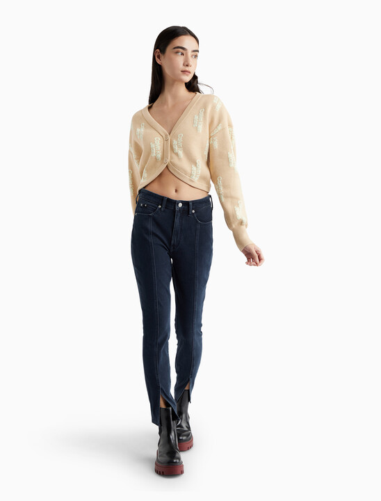 All Over Print Cropped Cardigan