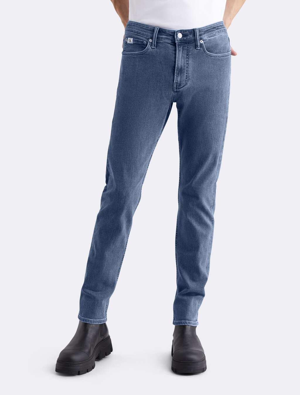 Recycled Cotton Power Stretch Slim Jeans, 078B MID BLUE, hi-res