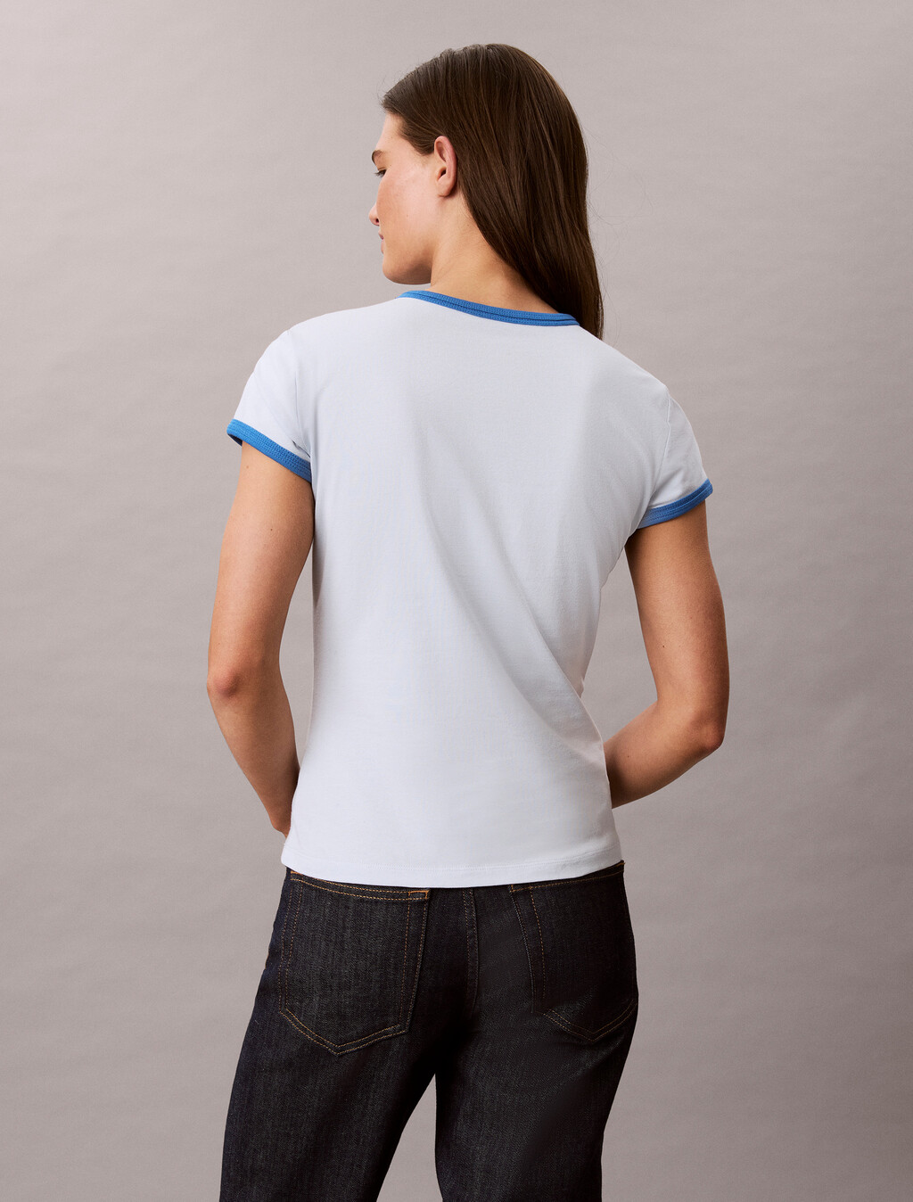 Slim Baby Fit Varsity Logo Ringer T-Shirt, Plein Air, hi-res