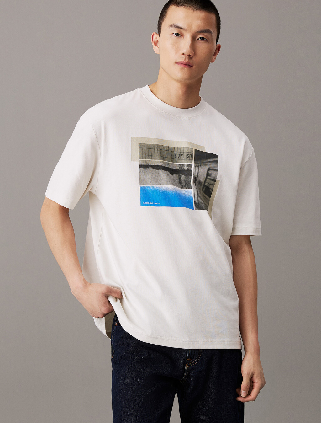 Relaxed Photo Print T-shirt, Ivory, hi-res