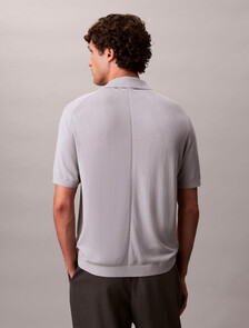 絲質山羊絨 Polo 毛衣, Gray Marble, hi-res