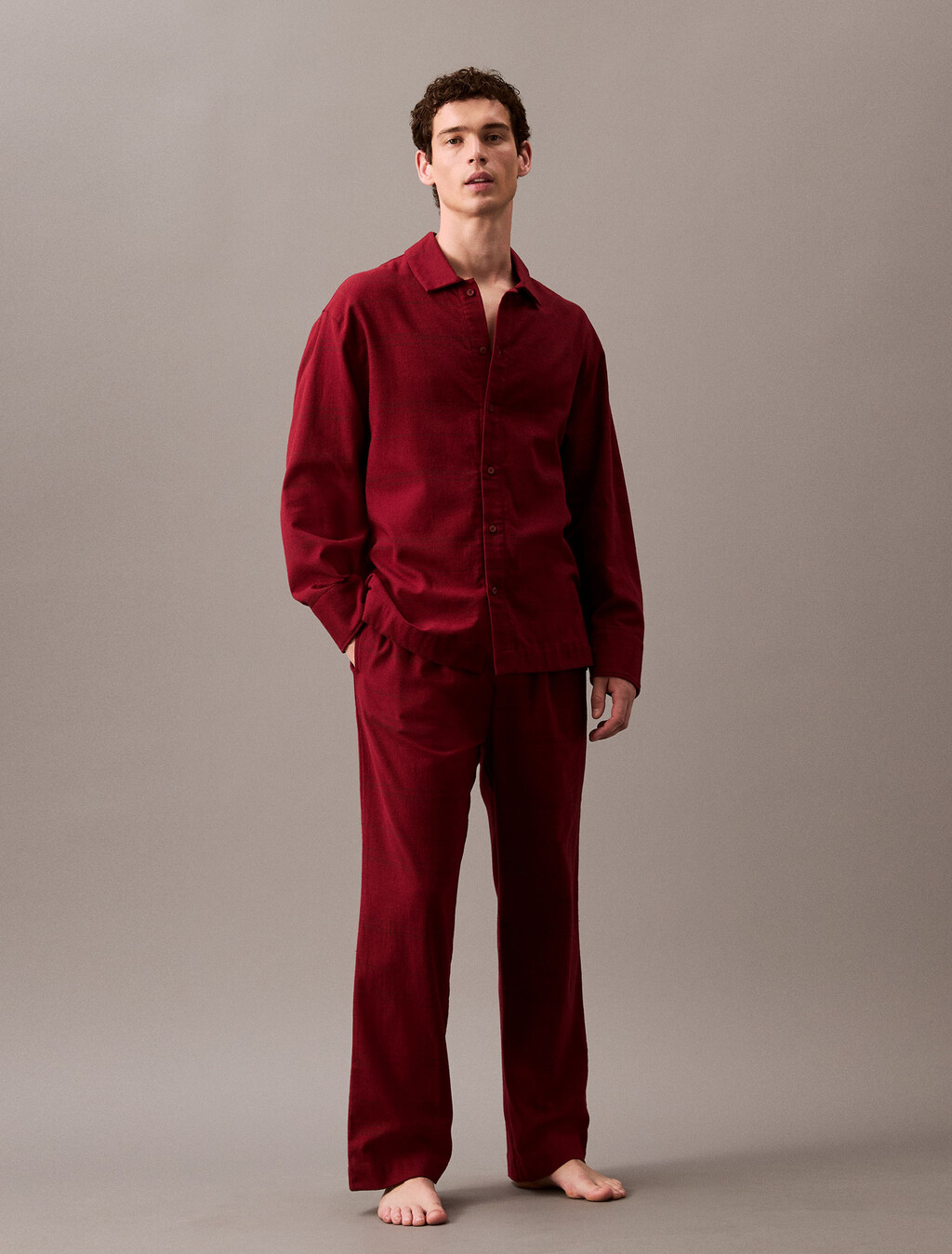 Flannel Sleep Button Down Shirt, 17770 BEAM PLAID+SYRAH, hi-res