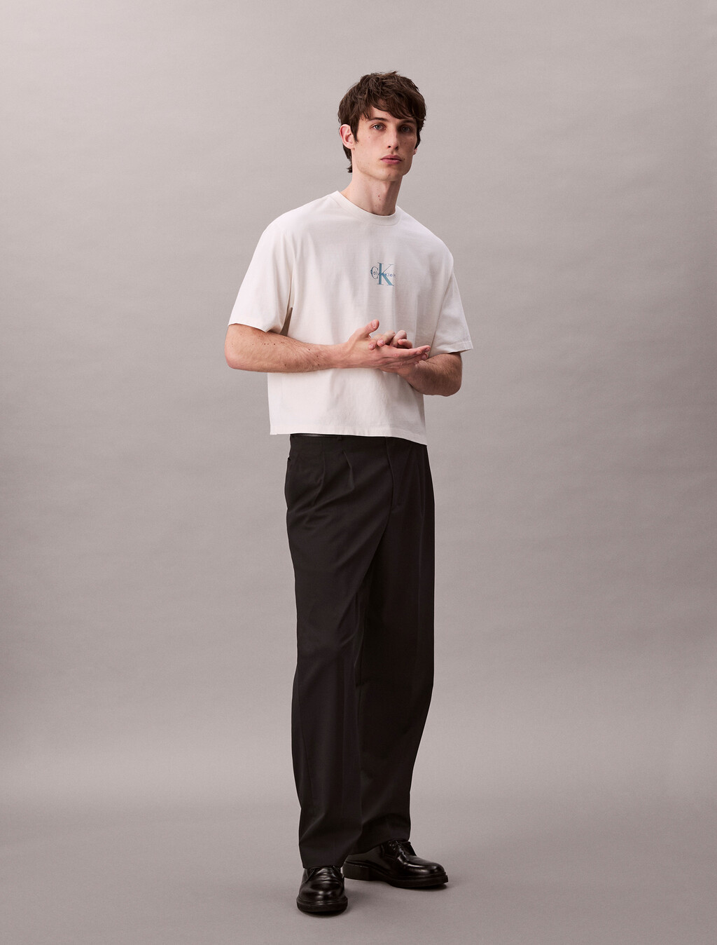 Monogram Logo Washed Relaxed Tee, Tofu, hi-res