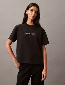 Calvin Klein Hero Modern 方形剪裁 T 恤, Black Beauty, hi-res