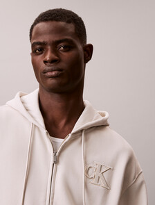 絲絨 Monogram 案連帽外套, Chalk, hi-res