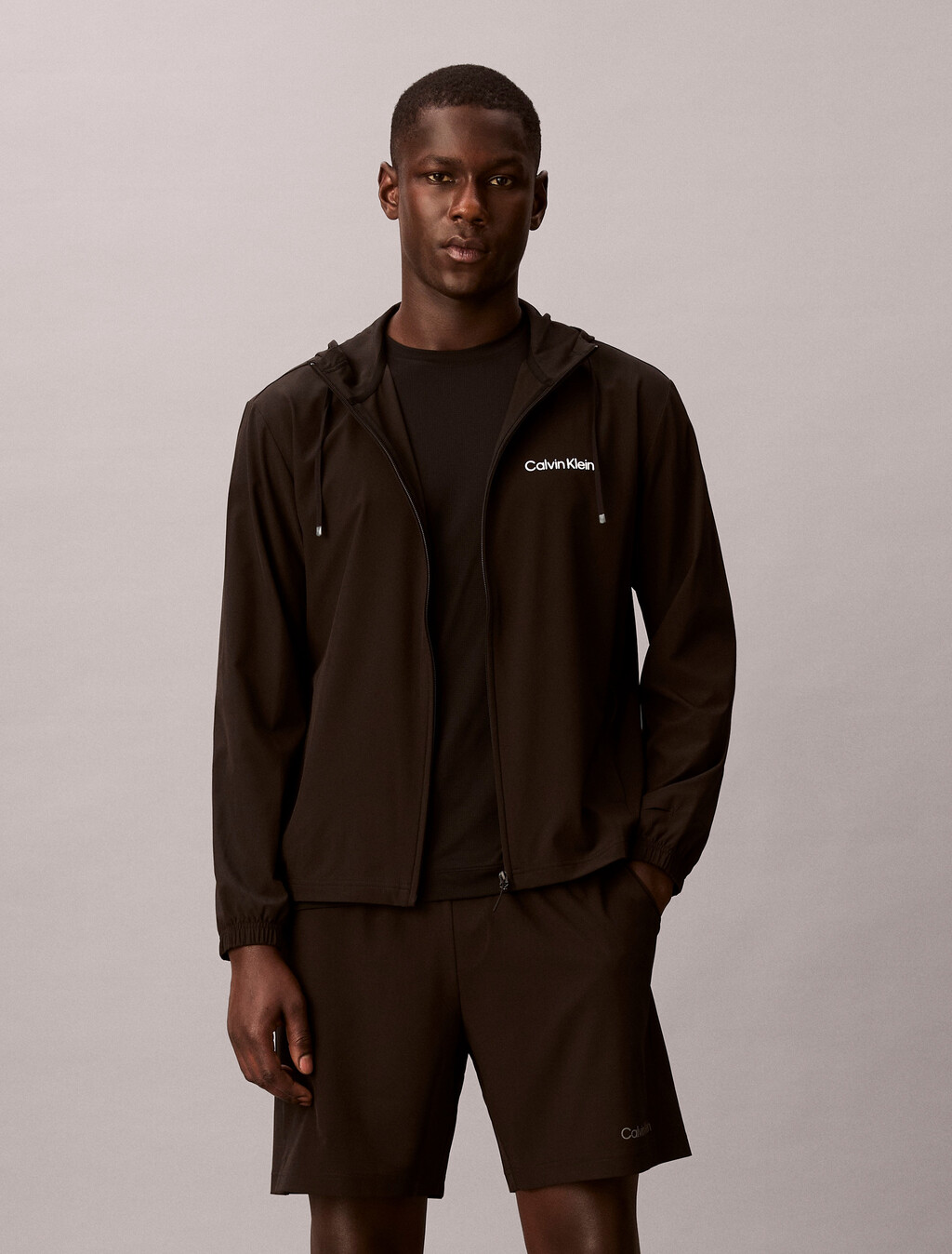 抗潑水連帽風衣, Black, hi-res