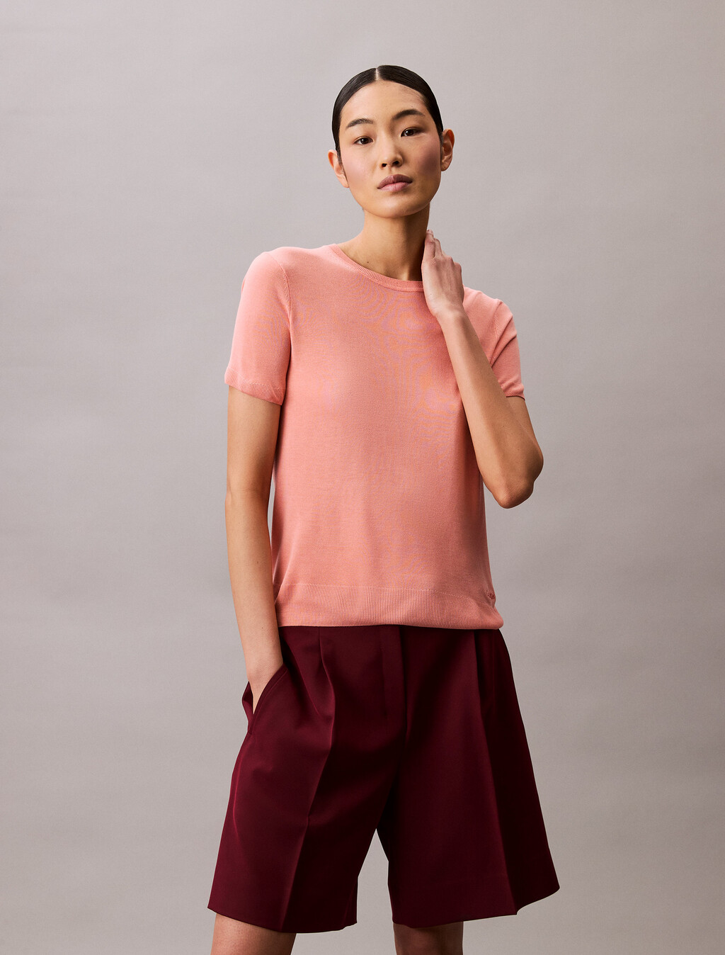 Fine Gauge Viscose Jumper, Powder Orange, hi-res