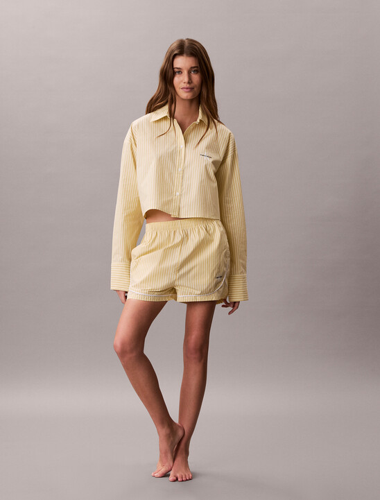 短版府綢棉睡裝上衣