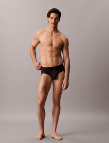 CK Black Cotton Stretch Hip Brief, Black, hi-res