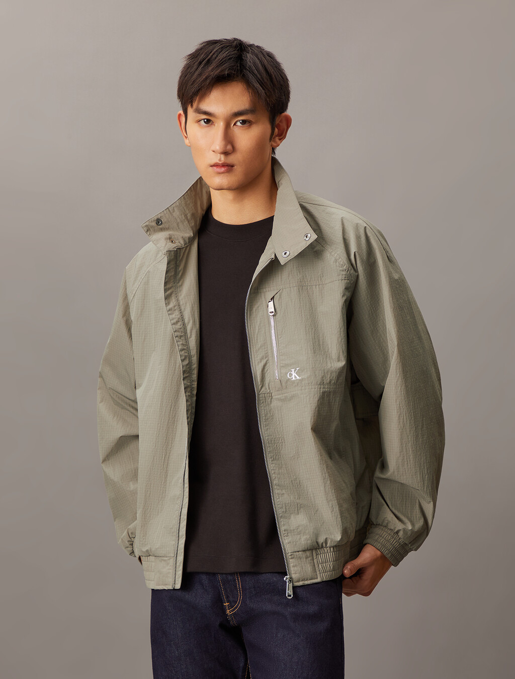 Lightweight Stand Collar Jacket, Rock Ridge, hi-res